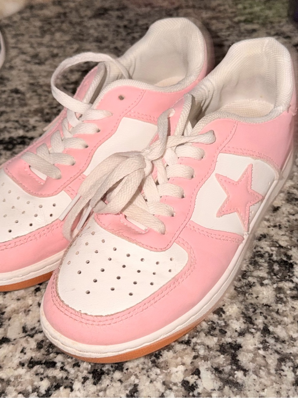 Women’s Pink and White Star Detail Sneakers